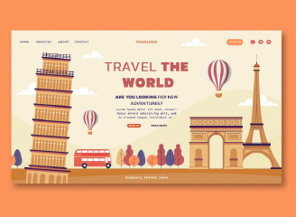 20款世界地标欧洲巴黎铁塔凯旋门旅游广告海报模板