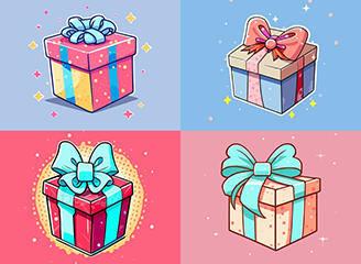 46款ai礼物盒礼品盒元素插画