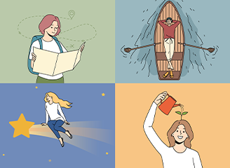 429款男人女人人物描边插画