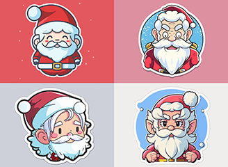 50款卡通可爱圣诞老人插画