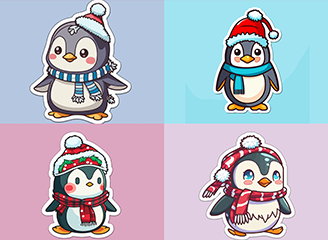 65款卡通企鹅插画