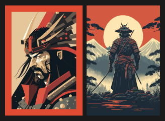 7款日本武士插画