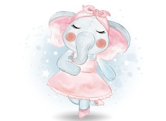 52款水彩风格大象插画