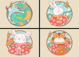 12款卡通十二生肖插画
