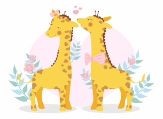 90款卡通长颈鹿插画