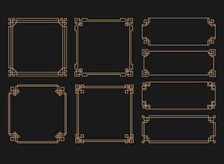 88款免扣传统中式花纹边框