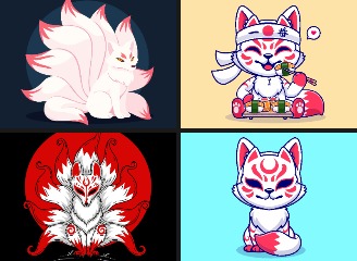 27款日式狐狸插画